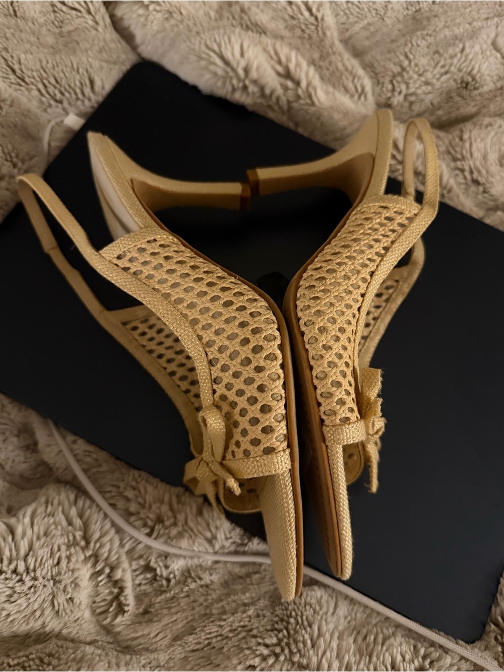 Dolce Vita NEW Misa Raffia Slingback sandals heels pumps straw natural bow sz 9 - Picture 8 of 9